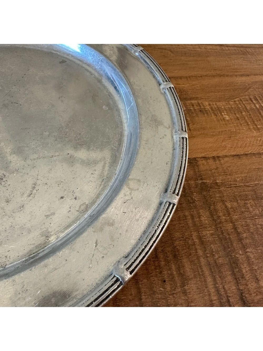 Vintage Wilton Armetale Pewter Oval Serving Tray with Ribbed Edges 18”x10.5” - Picture 8 of 12